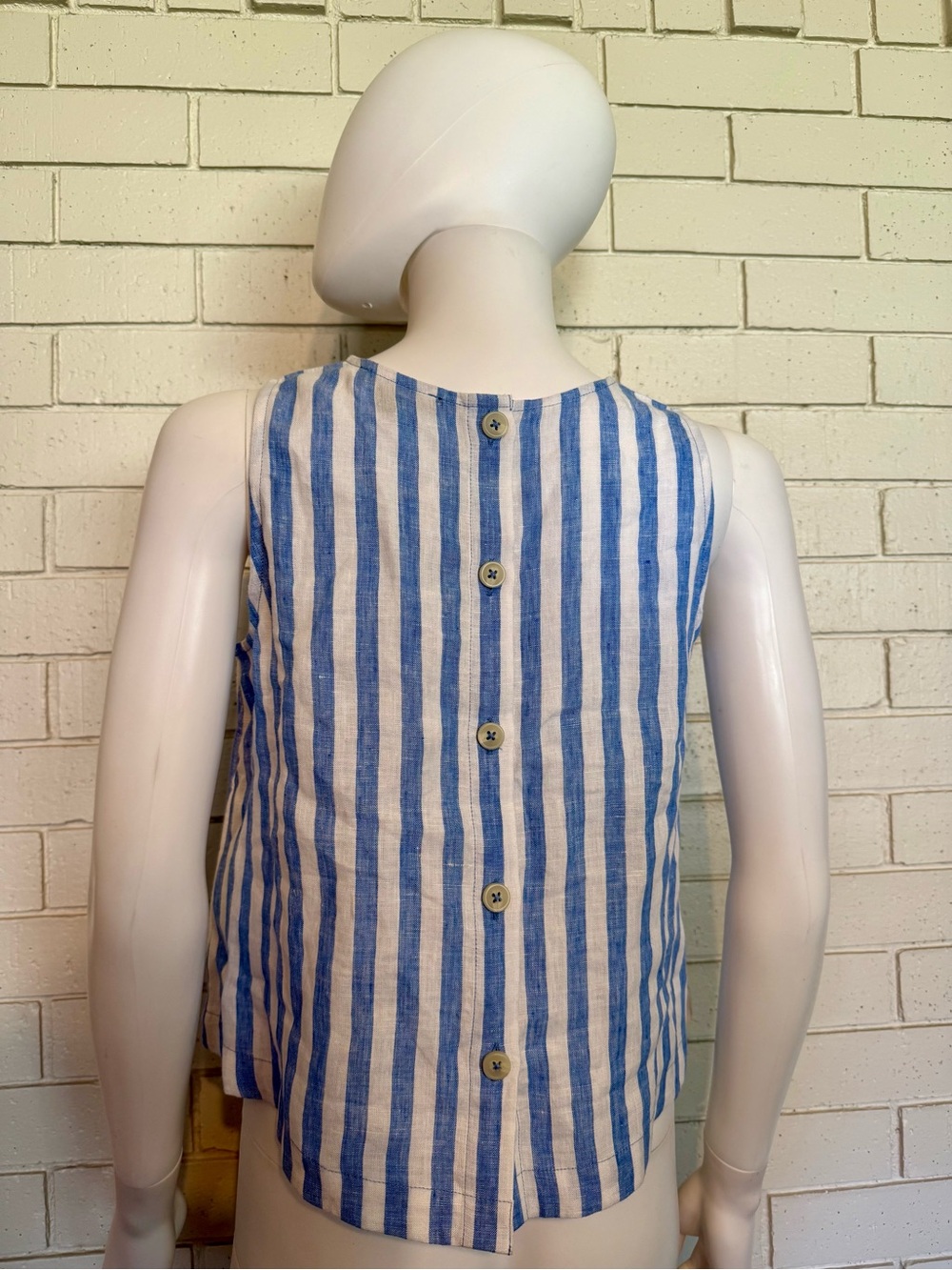 J. Crew Maxine Button-Back Top In Striped Linen - Picture 2 of 5